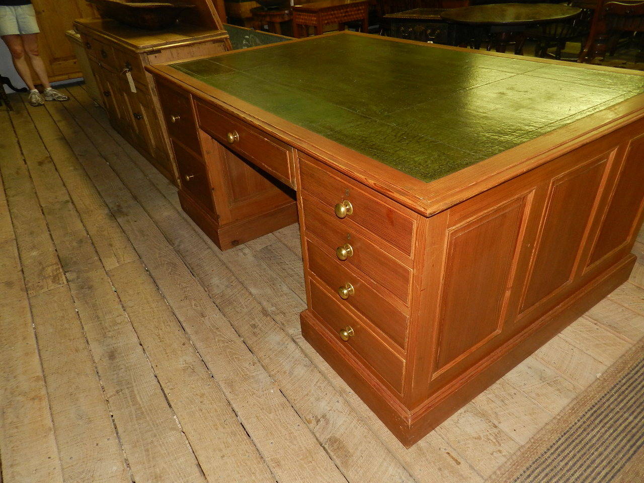 Hand-Crafted Pine Twin Pedestal Partners Desk