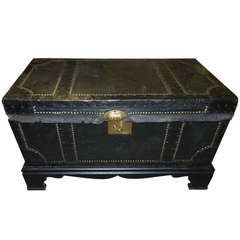 Leather Trunk on Stand
