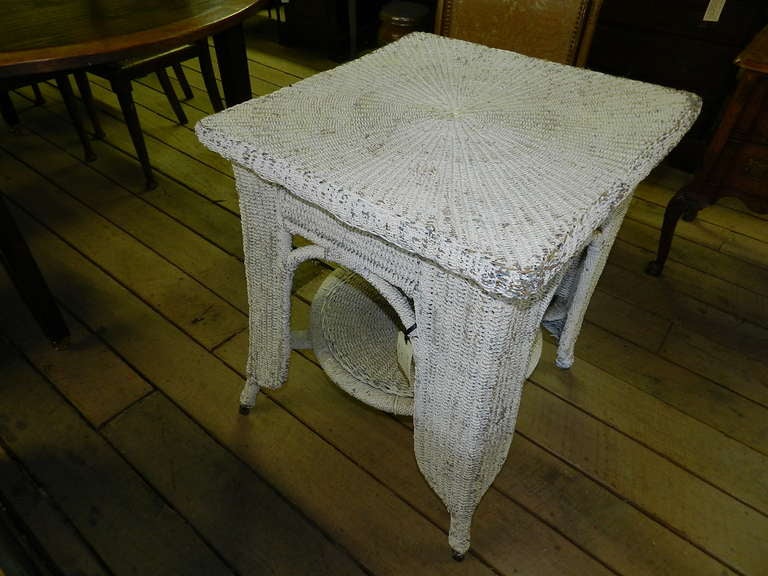 British Wicker Side Table For Sale