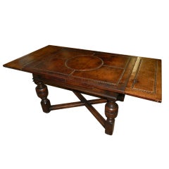 Antique Leather Topped Library Table