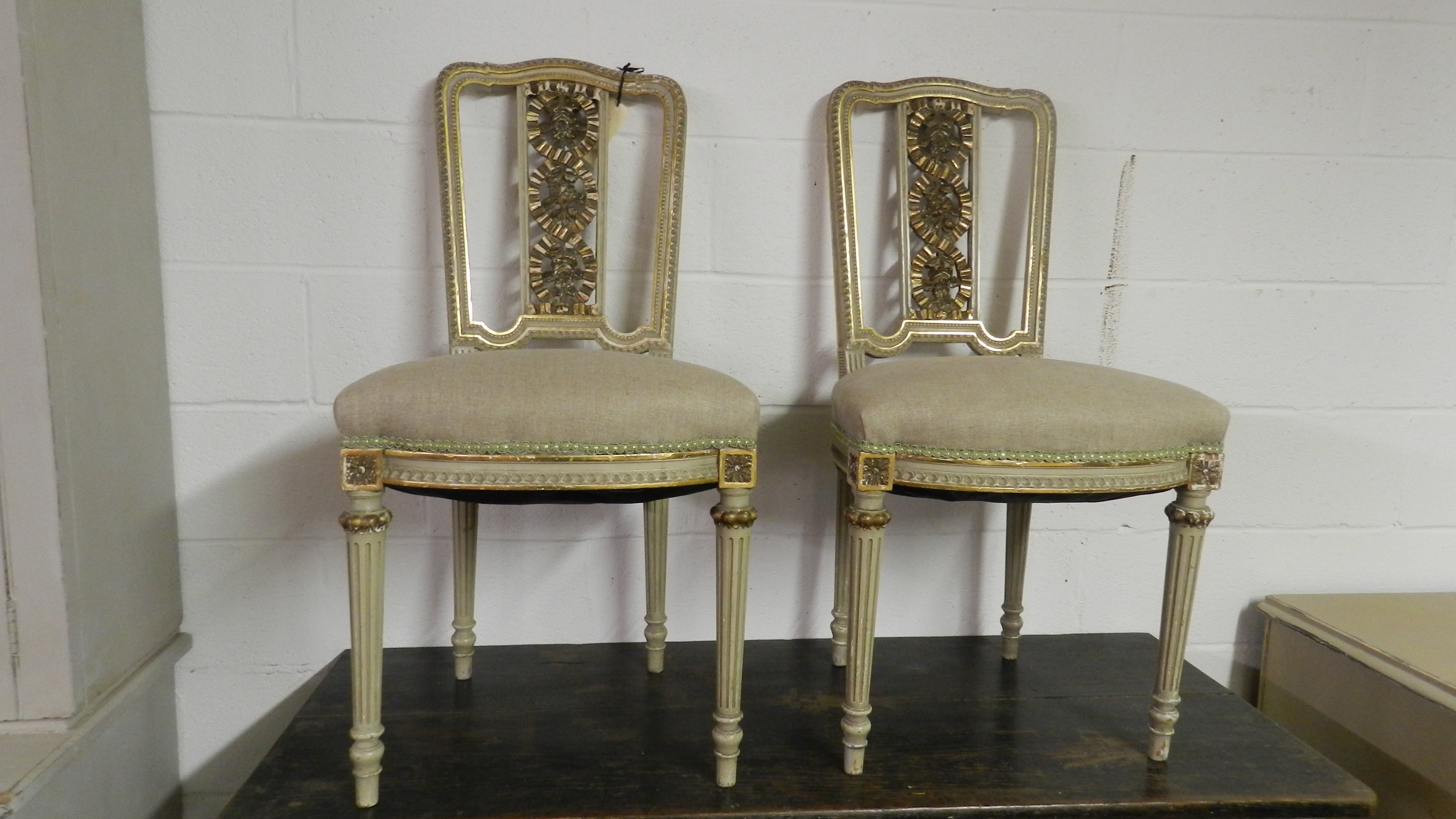 A Pair of Original Painted French Chairs