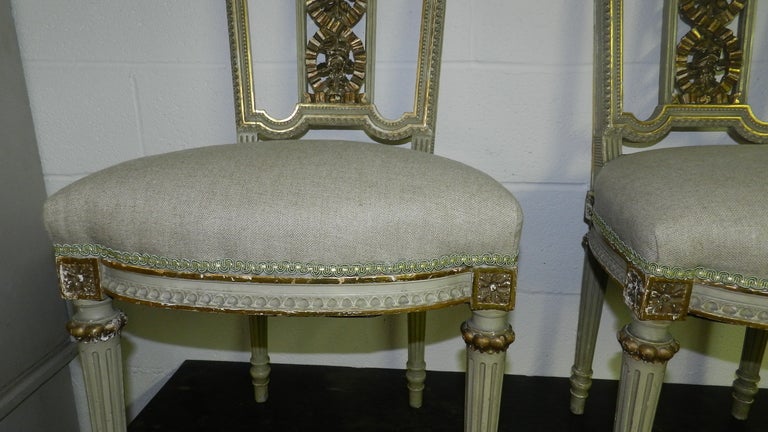 Victorian A Pair of Original Painted French Chairs