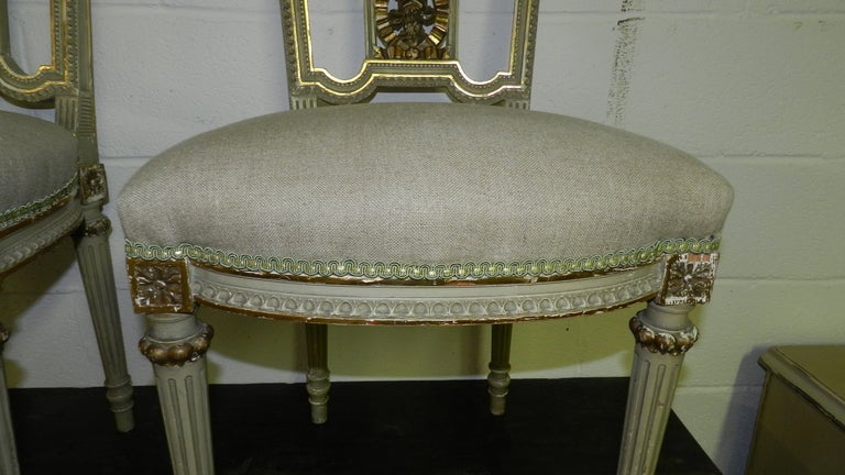 19th Century A Pair of Original Painted French Chairs
