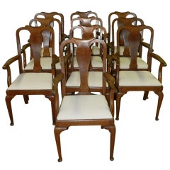 A set of Ten 19th  Century Queen Anne Style Oak Armchairs