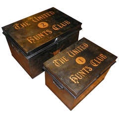 Pair of Vintage Metal Trunks