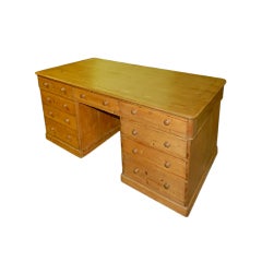 An Antique Pine Partner's Pedestal Desk