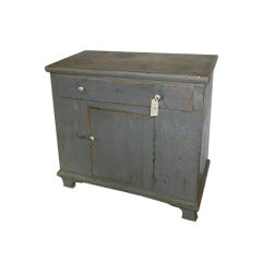 Used Original Painted Pine Cupboard With Scrubbed Top