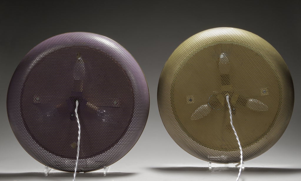 Set of 3 Lighted Mirrors, Purple, White And Bronze.