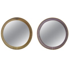 Set of 3 Lighted Mirrors, Purple, White And Bronze.