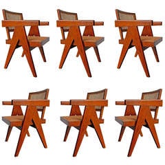 6 Pierre Jeanneret "Chandigarh" Conference Armchairs
