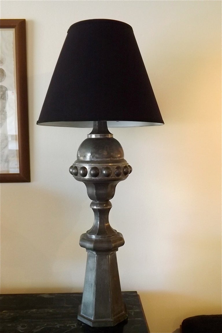 French zinc finial table lamps. A striking pair.
