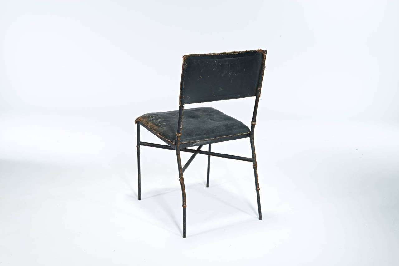 French Jacques Adnet Occasional Chair with Heavy Patina