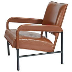 Jacques Adnet Caramel Leather Armchair