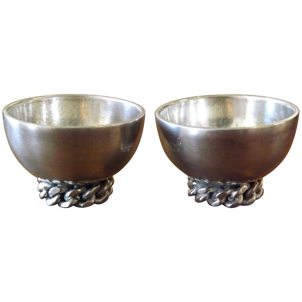 Jean Despres Chain Link Silver Salt Bowls