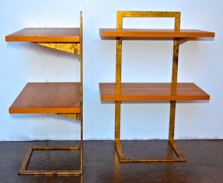 French Jean Royère Gilded Iron Side Tables For Sale