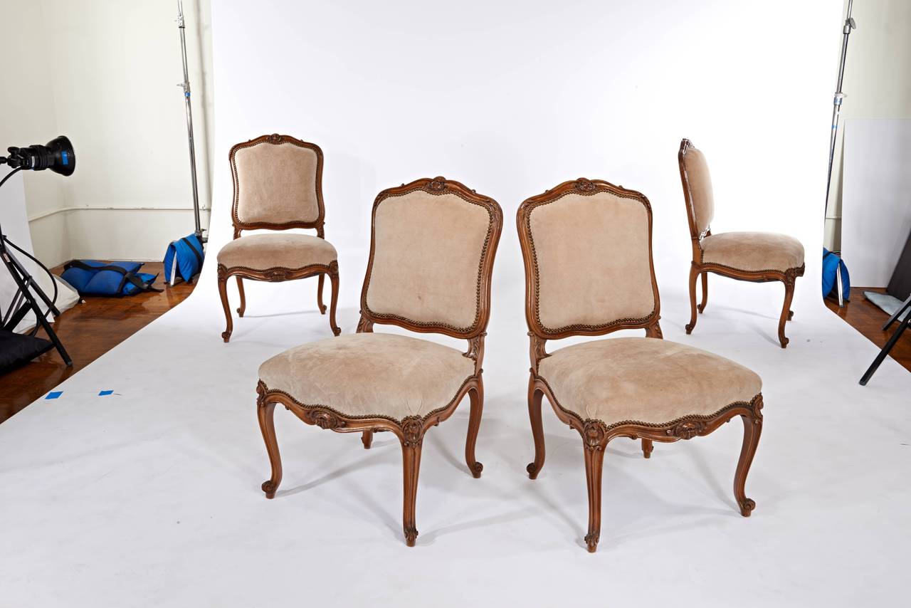 Set of four Classic and chic Maison Jansen chairs.