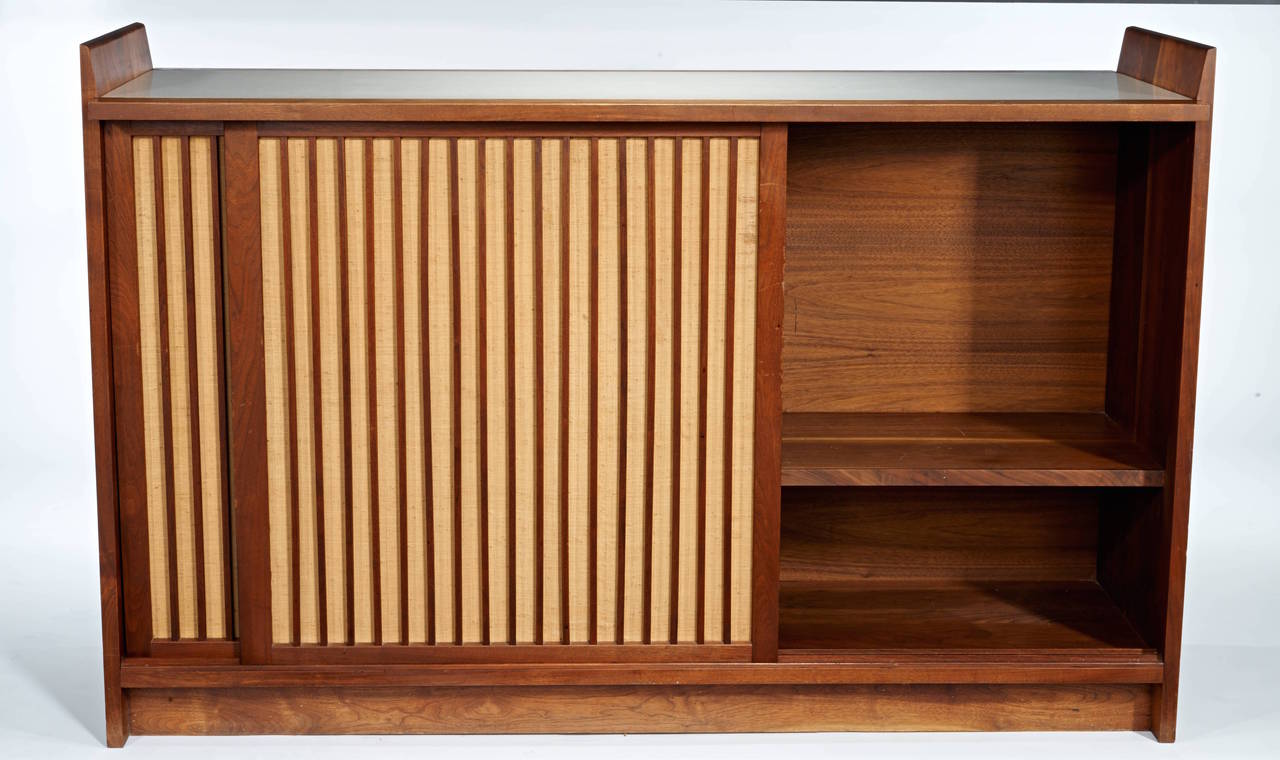 George Nakashima Dry Bar with Pandanus Front In Excellent Condition For Sale In Los Angeles, CA