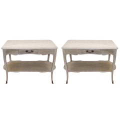 Vintage Pair of Maison Jansen Side Tables with Marble Tops