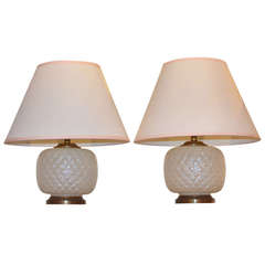 Vintage Venini "Quilted" Glass Table Lamps