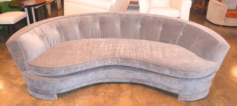 A rare, spectacular sofa by Greta Grossman. Totally restored in a greige velvet. 
The epitome of glamour.

Fully Documented.