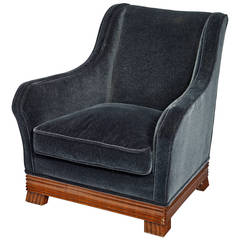 Eugene Schoen Lounge Chair in Navy Mohair