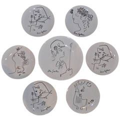 Set of Seven Jean Cocteau Limoges Plates