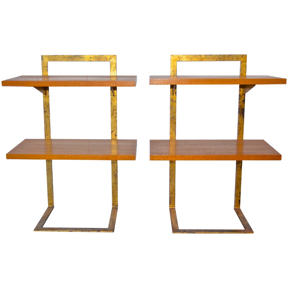 Jean Royère Gilded Iron Side Tables For Sale