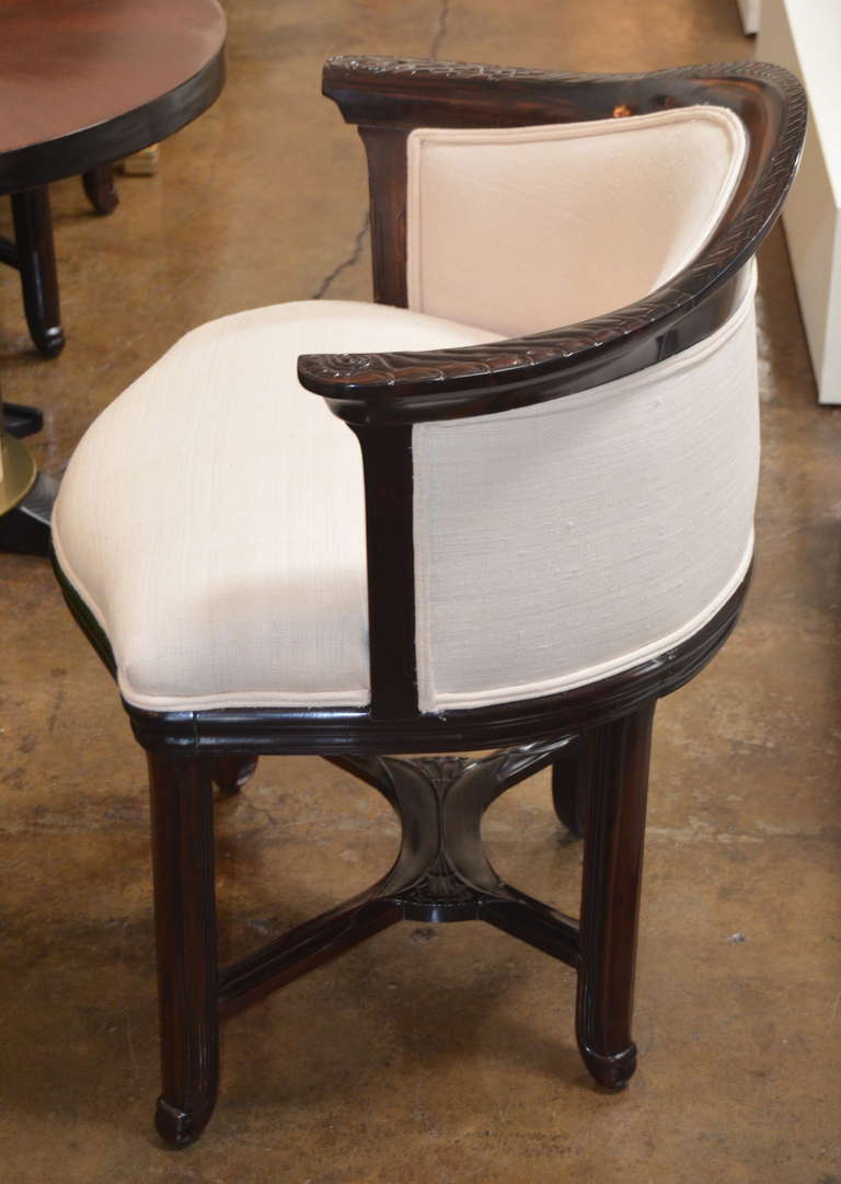 Pair of French Art Deco Macassar Ebony Occasional Chairs In Excellent Condition In Los Angeles, CA