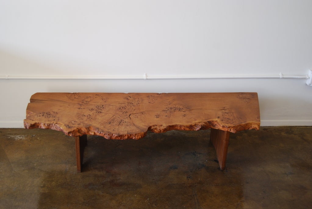 George Nakashima Custom English Burl Free Edge Table In Excellent Condition In Los Angeles, CA