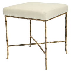 Bagues Brass Faux Bamboo Stool with Silk Top