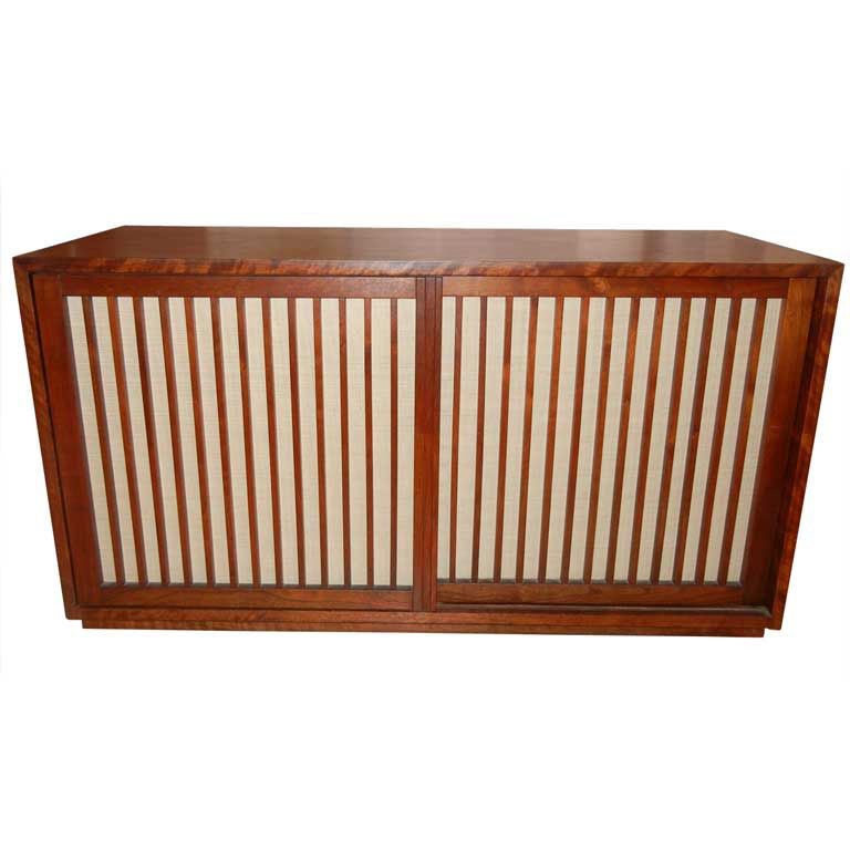 George Nakashima Sliding Pandanus Door Cabinet For Sale