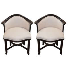 Pair of French Art Deco Macassar Ebony Occasional Chairs