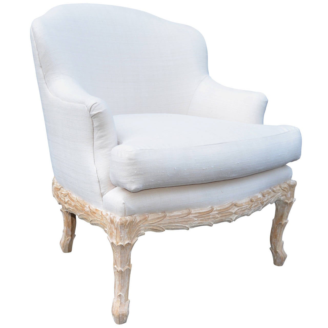 Maison Jansen Lounge Chair with Beautifully Carved Base at 1stDibs