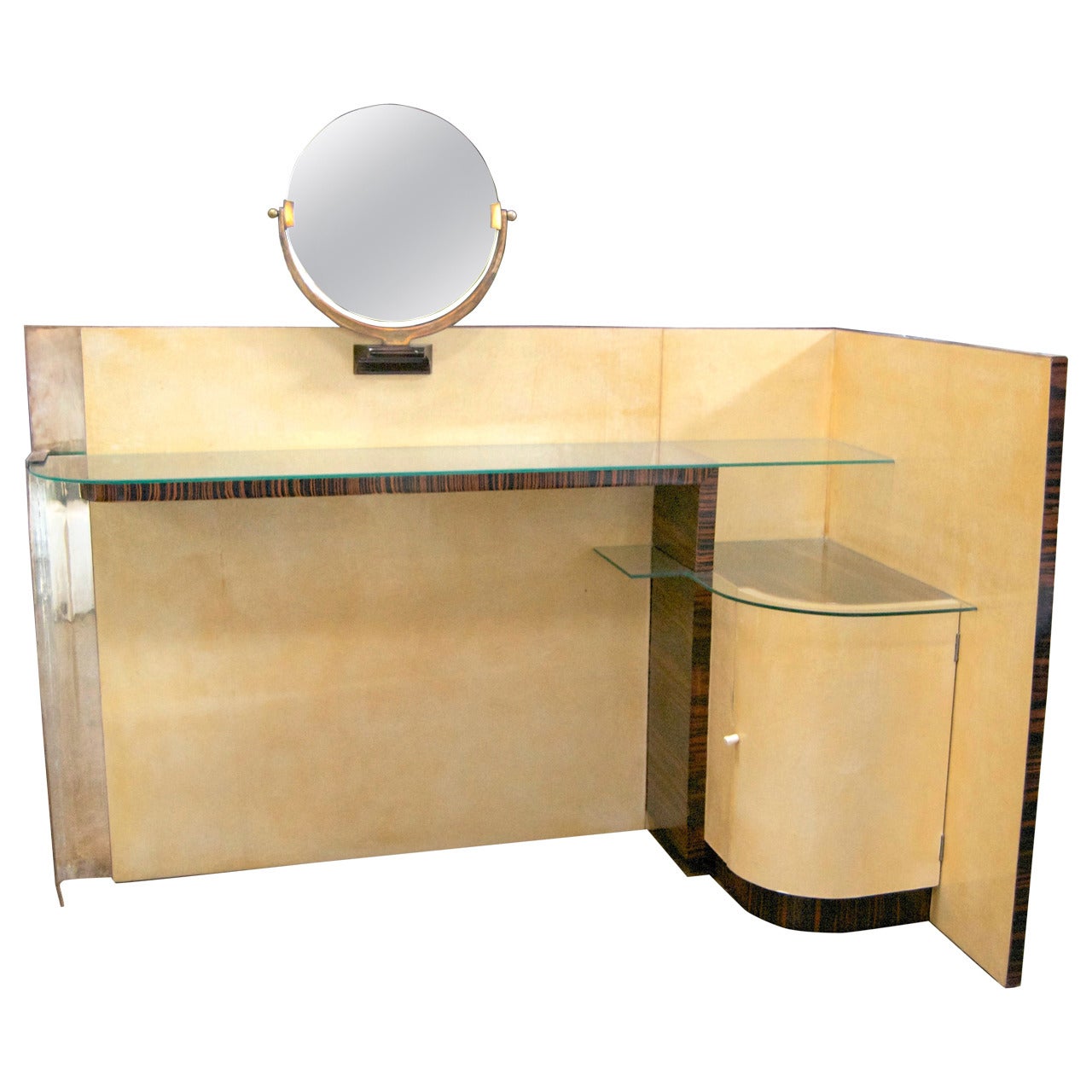 Jules Leleu Parchment and Macassar Vanity For Sale