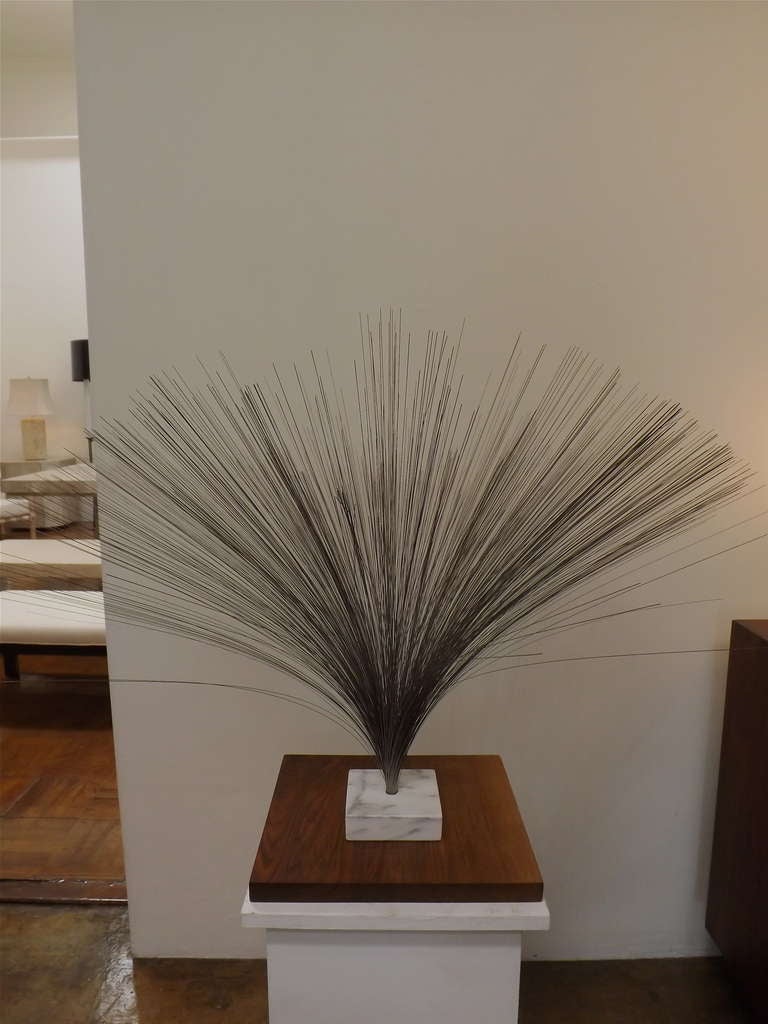 Harry Bertoia "Spray" Sculpture with White Marble Base