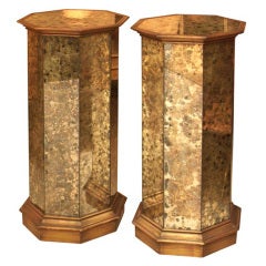 French Columnar Oxidized Mirrored Pedestals