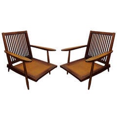 George Nakashima Pair of Walnut Armchairs