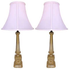 Vintage Barovier et Toso Neoclassic Gold Infused Lamps
