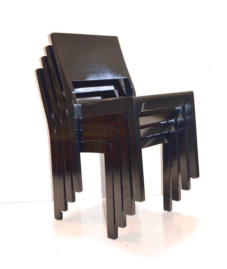 Alvar Aalto Ebonized Chairs, Set of Four In Excellent Condition In Los Angeles, CA