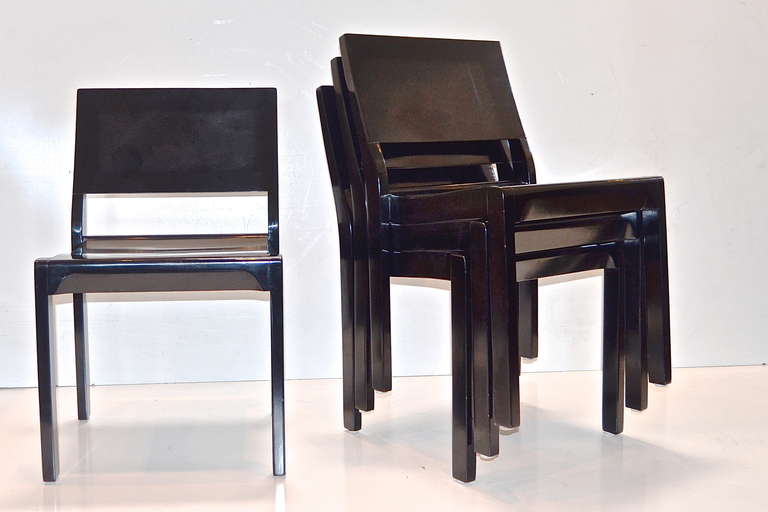 Mid-Century Modern Alvar Aalto Ebonized Chairs, Set of Four