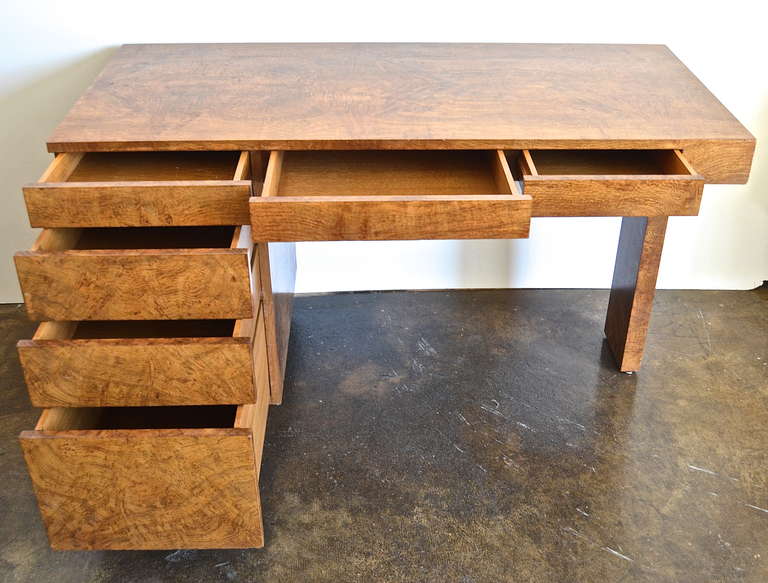 American Samuel Marx Burled Oak Desk For Sale