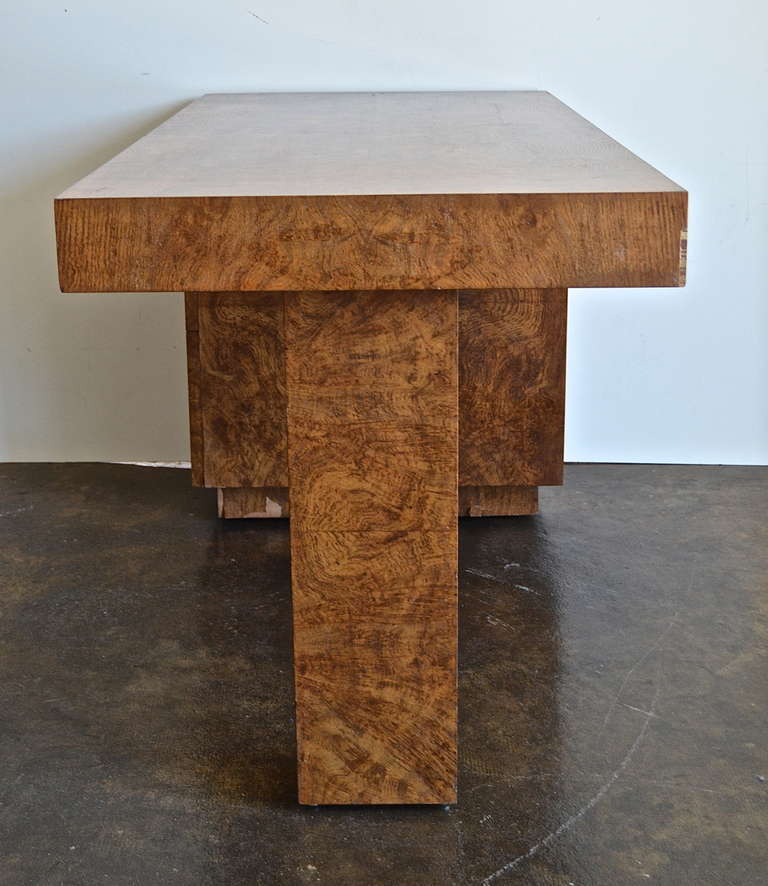 Art Deco Samuel Marx Burled Oak Desk For Sale