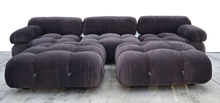 Mario Bellini "Camaleonda" Sofa in Charcoal Velvet