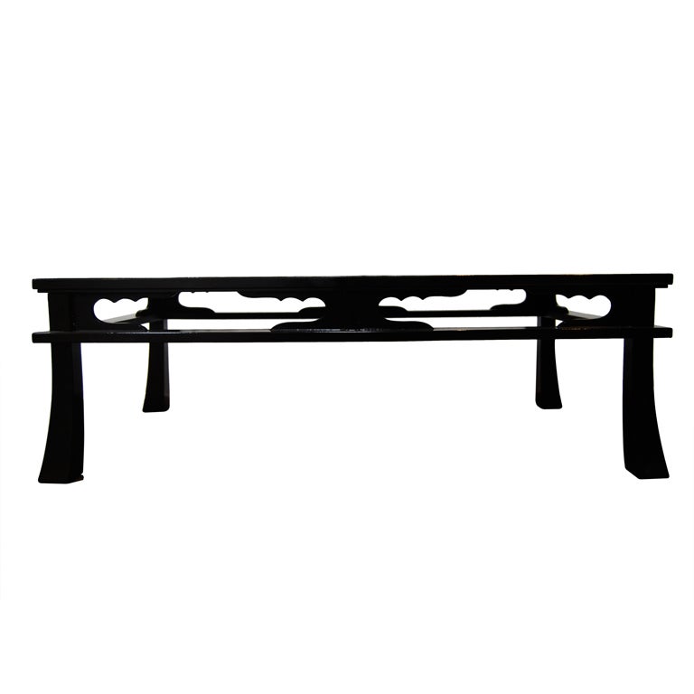 Maison Jansen "Chow" Table in Black Craqueleur Lacquer For Sale
