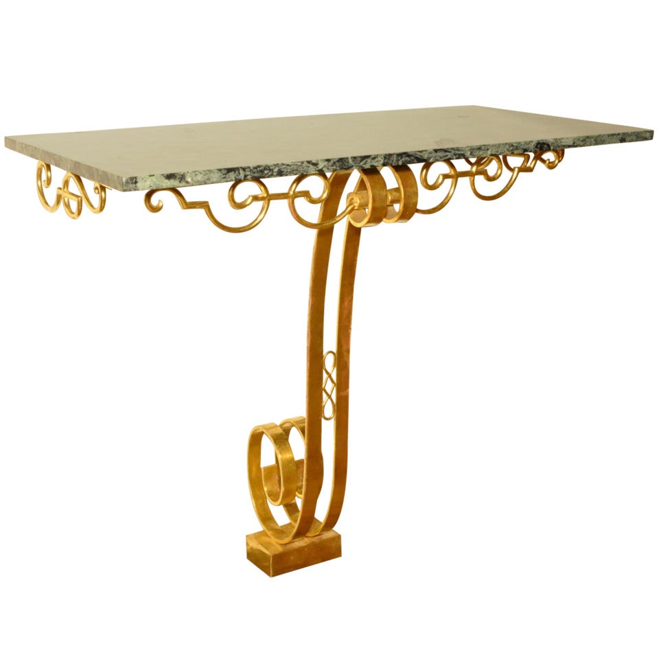 Rene Prou Gilded Wall Console For Sale