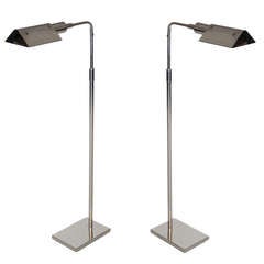 Pair of Polished Nickel Koch and Lowy Floor Lamps