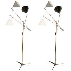 Arredoluce "Triennale" Floor Lamps, Rare Matched Pair