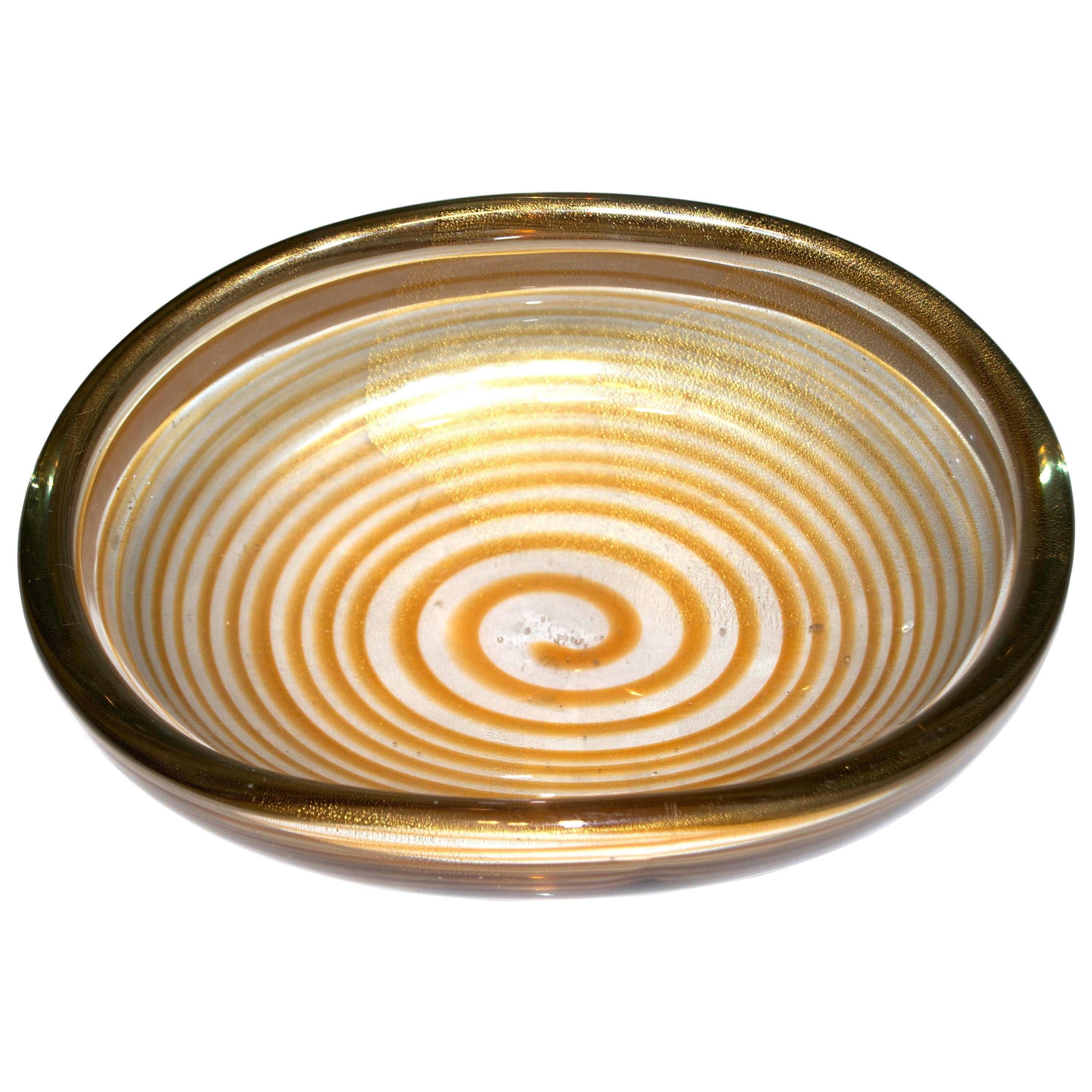 Archimede Seguso "Spirale" Centerpiece with Gold Inclusion For Sale