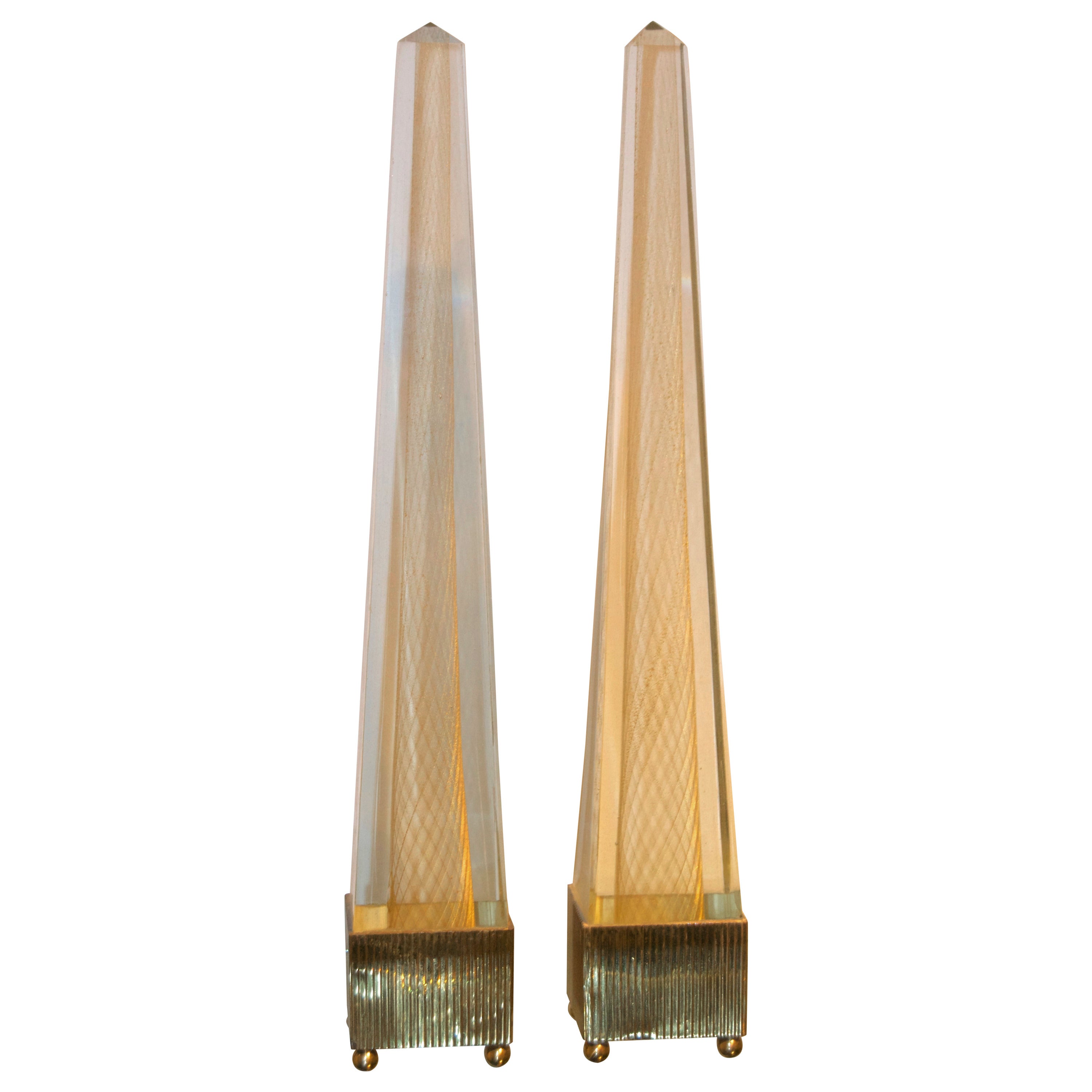 Venini Obelisks with Gold Inclusion For Sale