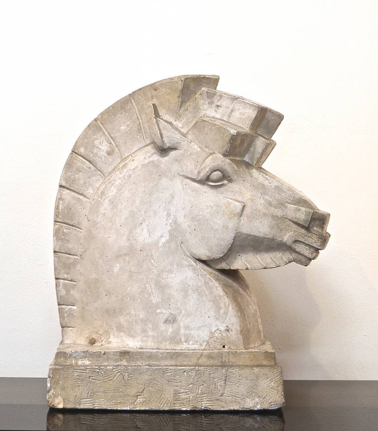 Rosemont Sears Art Deco Plaster Horse Head Sculpture For Sale at 1stDibs